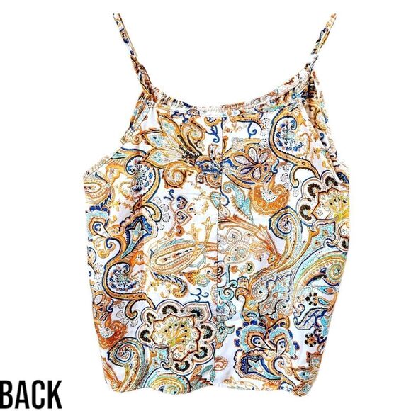 OYOANGLE Women's Paisley Print Spaghetti strap Sleeveless Bo-Hoo Summer Tank - Picture 10 of 16
